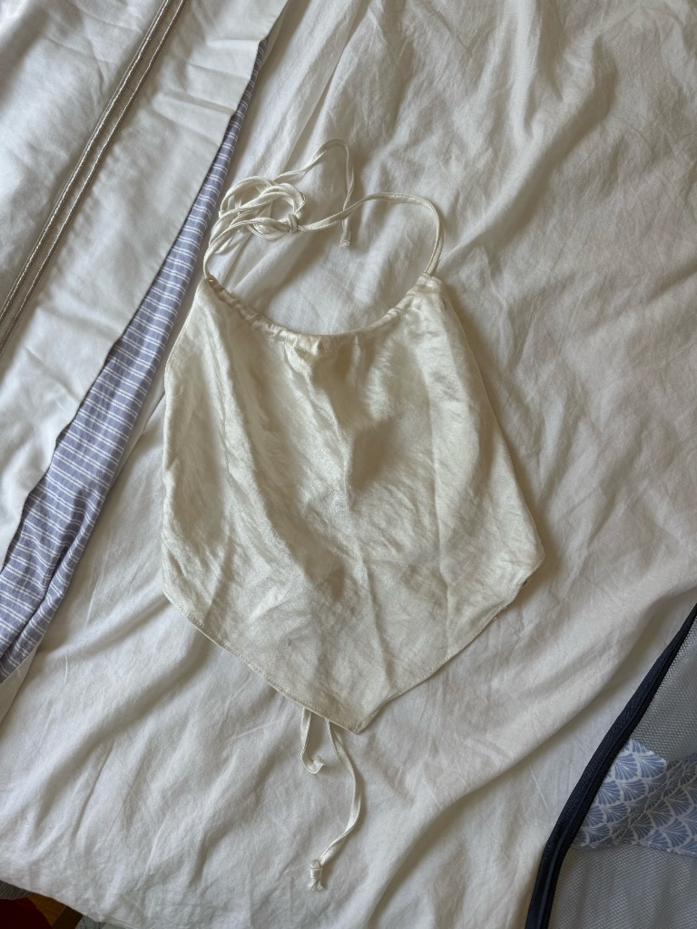 White halter satin top